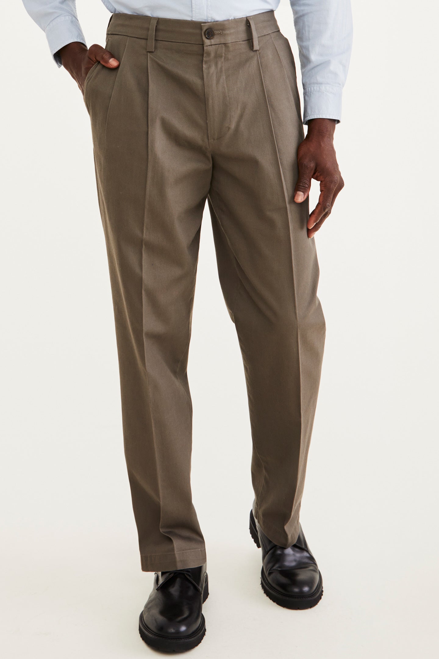 Mens High Waist Straight Legs Trousers Business Casual Office Dress Pants  Work | eBay